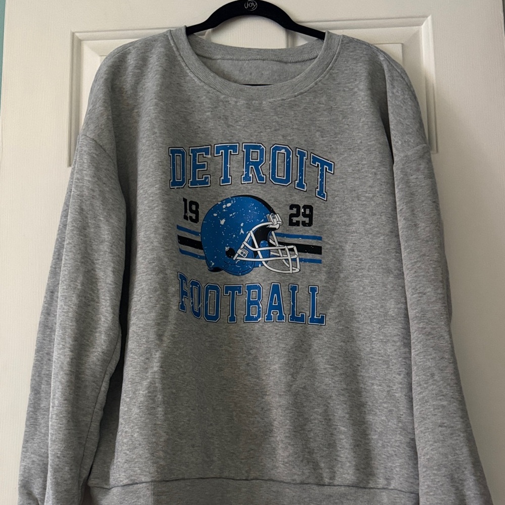 SHEIN Gray Detroit Football Sweater